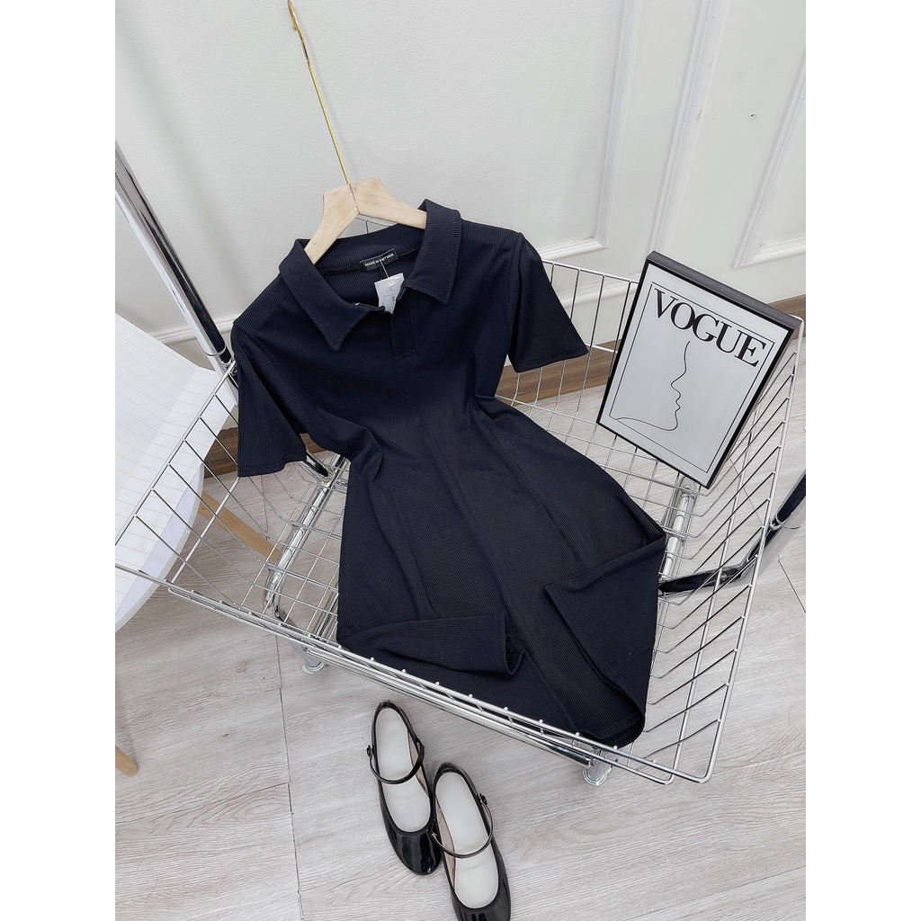 Váy polo len trơn basic dáng ngắn đầm ngắn tay MIVOSA VN125