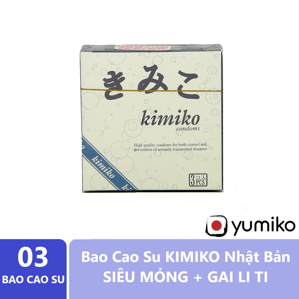 Hộp 3 Chiếc Bao Cao Su Kimiko - Siêu Mỏng Bi Gai Li Ti - Nhật Bản