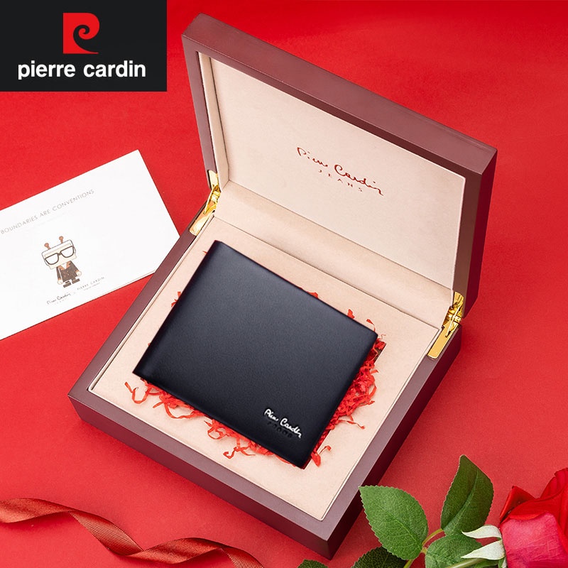 Ví da nam Pierre Cardin chính hãng da bò cao cấp logo dập nổi ví ngang PCJ2037G