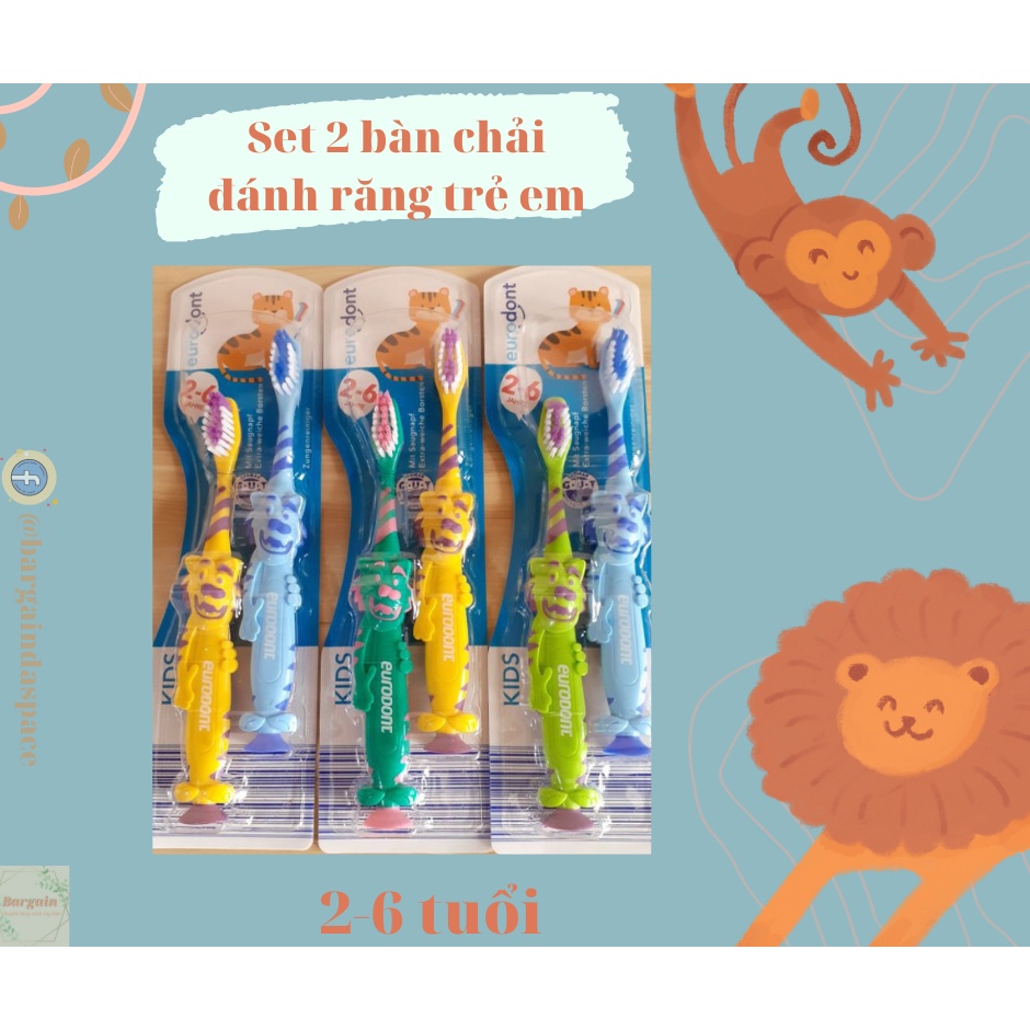 Set 2 bàn chải đánh răng trẻ em hàng nội địa Đức eurodont cho nhiều lứa tuổi