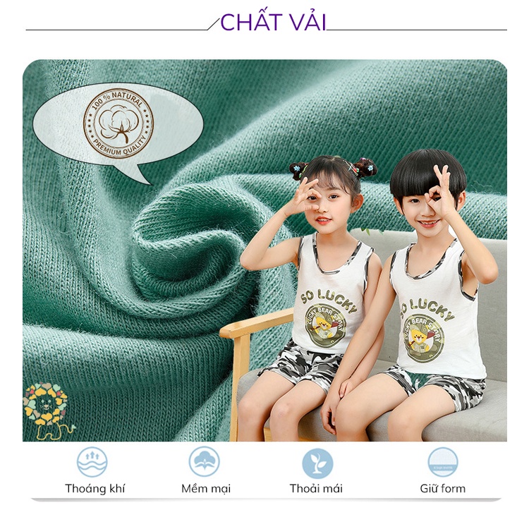 Bộ Ba Lỗ Bé Trai Bộ Quần Áo 3 lỗ cho bé in hình ngộ nghĩnh mẫu mới 2023