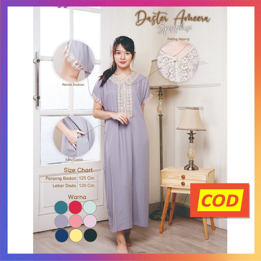 Đầm Ngủ Ren Adem Arabe Rayon Ameera Khóa Kéo Trước Cho Mẹ Cho Con Bú