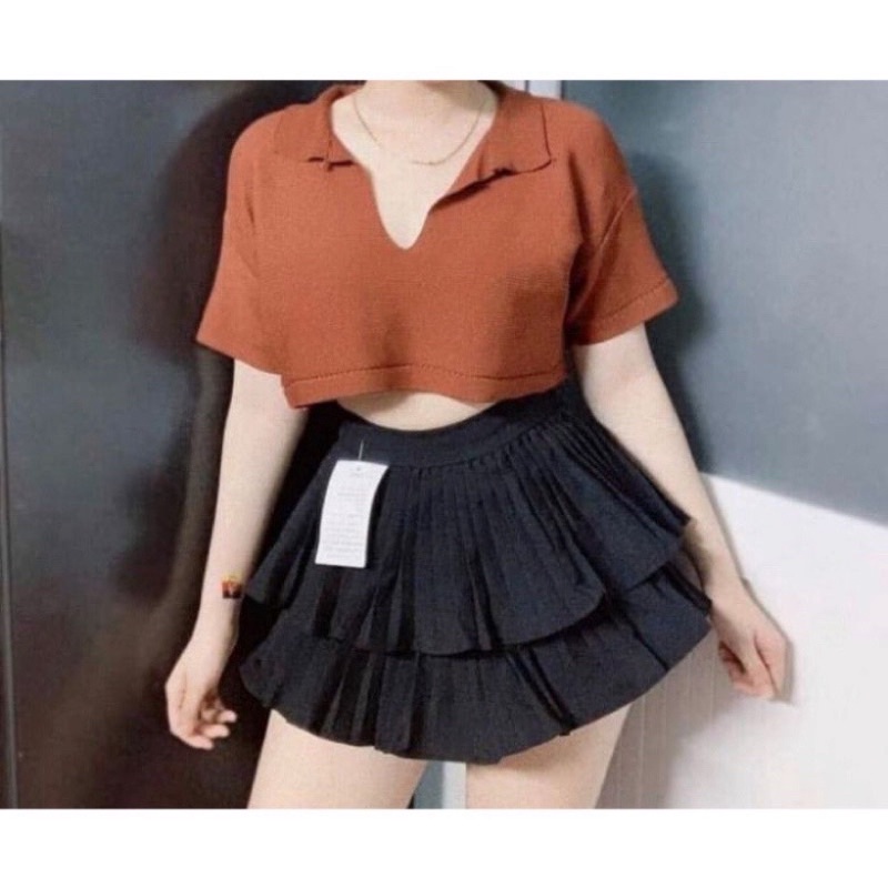 Chân Váy Tầng Xếp Ly Xòe Dáng Ngắn 2 Tầng Lưng Cạp Cao RubyStore [Hàng Sẵn, Ảnh Thật]