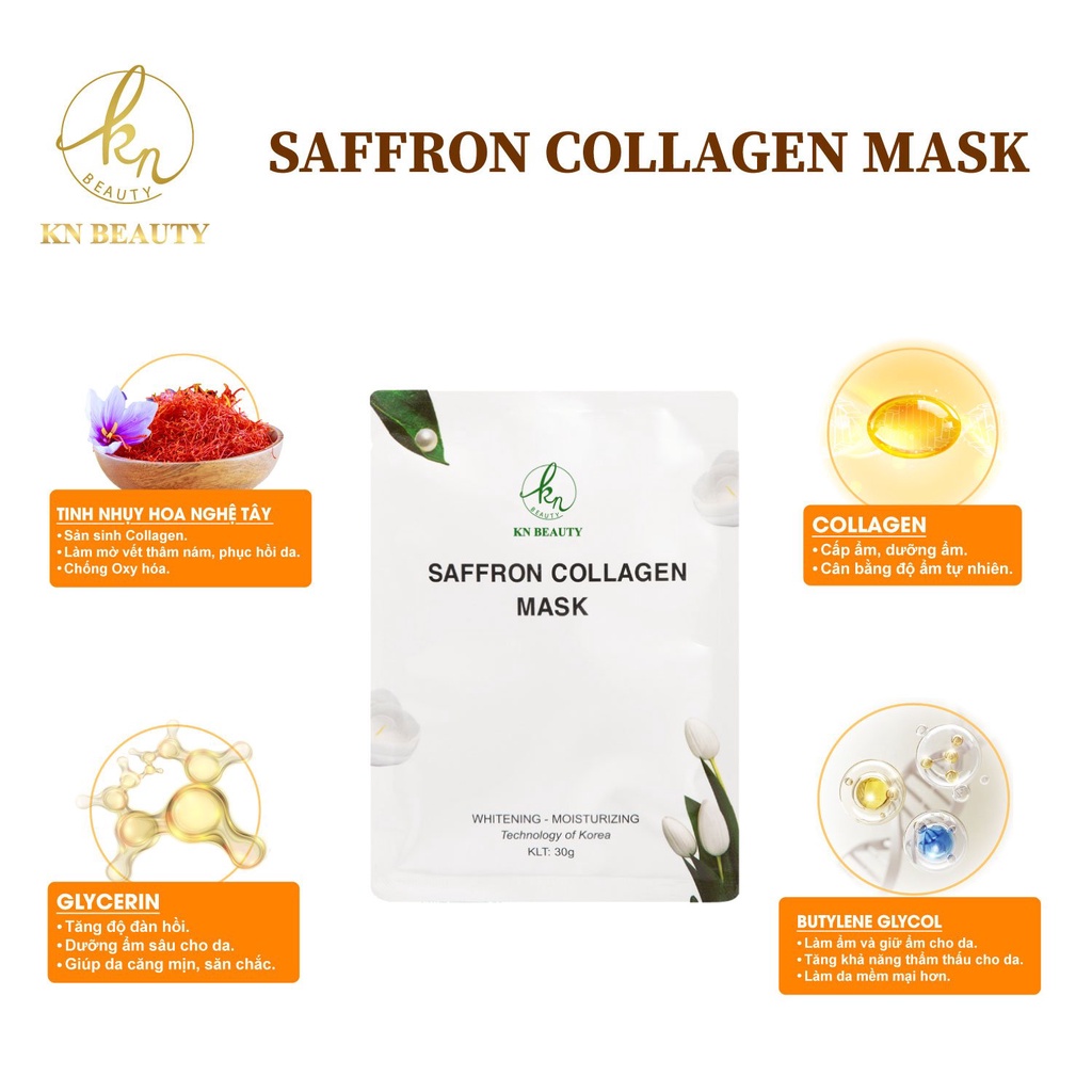 Mặt Nạ Tinh Nhụy Hoa Nghệ Tây KN Beauty Saffron Collagen Mask 30gr