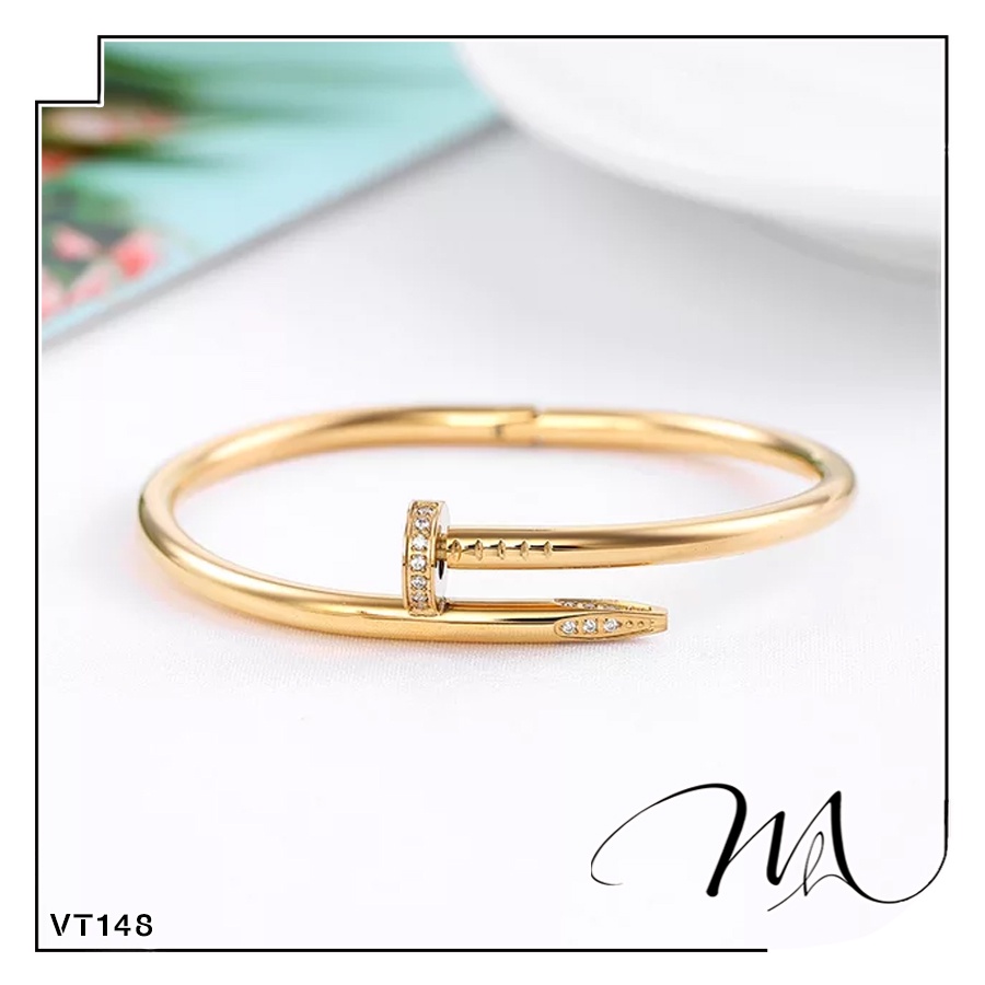 Vòng tay nam nữ Titan hình cây đinh đính đá trắng cá tính - Măng’s House VT146