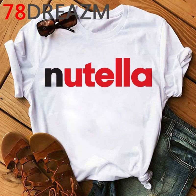 Áo Thun Tay Ngắn Cổ Tròn In Chữ Nutella Thời Trang Mùa Hè 2020 Cho Nữ