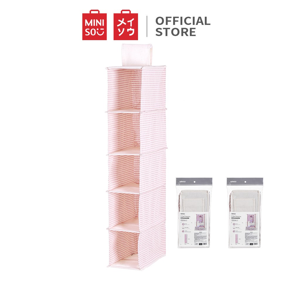 Túi vải treo đựng đồ Miniso kẻ sọc ngang 5 ngăn (Nhiều màu)