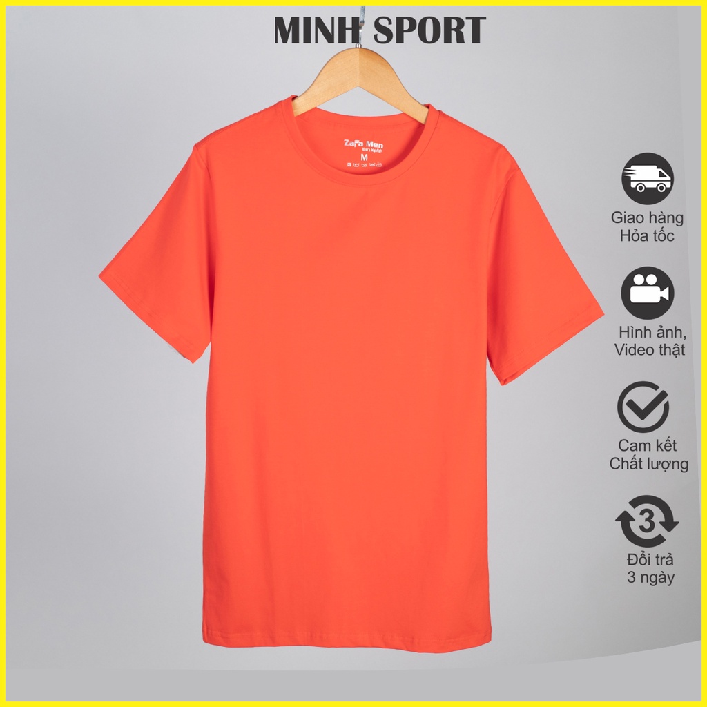 Áo Thun Trơn Nam Cổ Tròn Màu Cam Ngói Chất Vải Cotton 100% Mềm Mịn Thấm Hút Mồ Hôi Cực Tốt