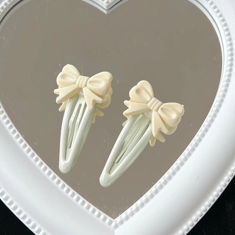 Kẹp Tóc Nơ Màu Kem Ngọt Ngào Thời Trang Đa Năng Cho Bé Gái