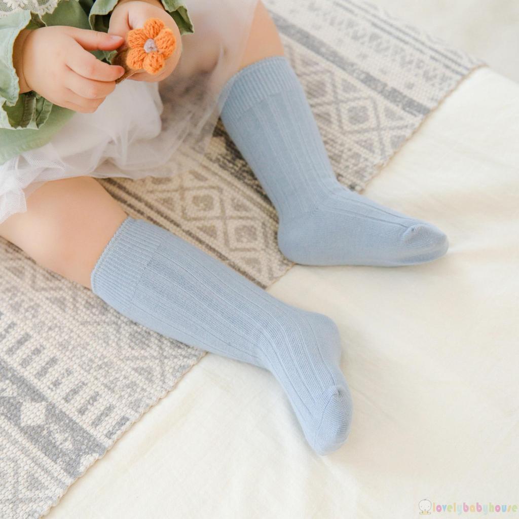 Vớ Dệt Kim Cao Đến Đầu Gối Không Đường May Màu Sắc Trơn Dành Cho Bé Tập Đi
