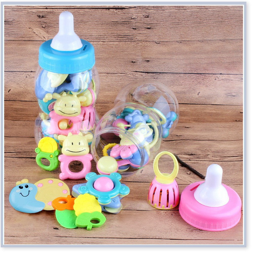 Bộ đồ chơi lục lạc cho bé BH 1 THÁNG  Bộ đồ chơi cho bé 1-2 tuổi trong bình sữa, nhiều màu sắc