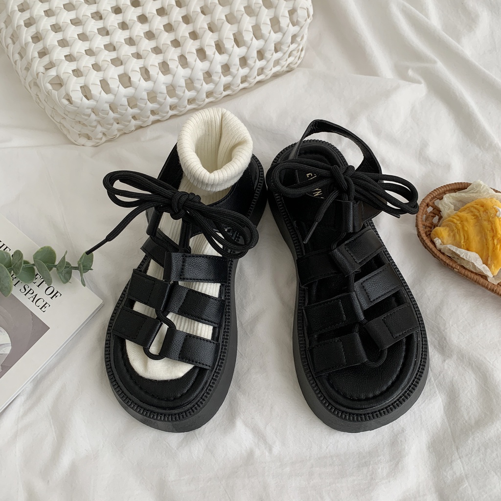 Xăng đan Đế Dày Thắt Dây Phong Cách Hàn Quốc Thời Trang Mùa Hè Hàng Mới Dành Cho Nữ 2022