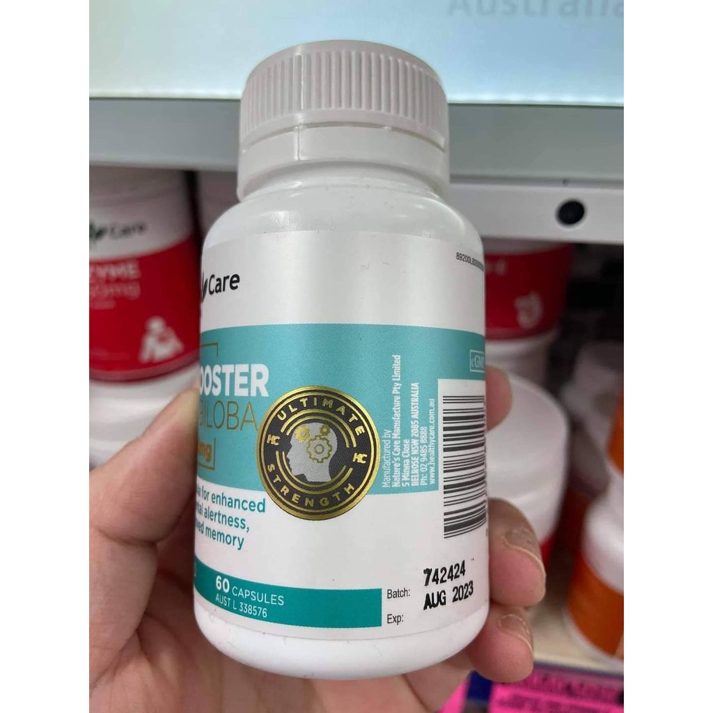 Viên uống bổ não Ginkgo Biloba Healthy Care 6000mg mẫu mới 60 viên của Úc Giúp cải thiện trí nhớ