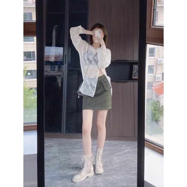 SET ÁO LƯỚI CHÂN VÁY TÚI HỘP