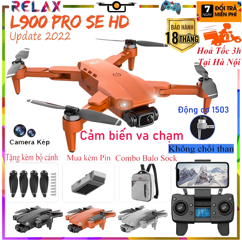 🚁Tặng Bộ Cánh🎁Flycam 4K L900 SE cảm biến va chạm, Máy Bay Điều Khiển có wifi 5G - GPS 4K Với 2 Camera HD