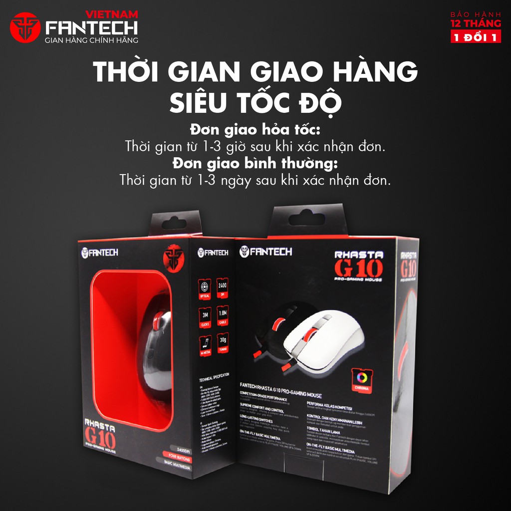 Chuột Gaming Có dây Fantech G10 RHASTA 2400DPI LED CHROMA 4 Phím  - Hãng Phân Phối Chính Thức