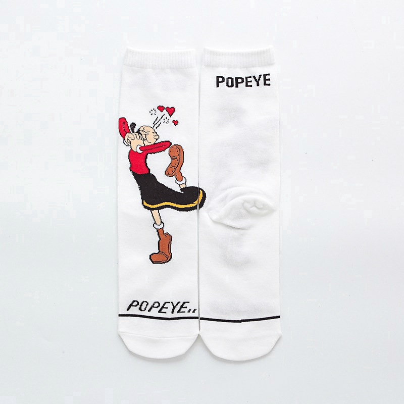 [Mã FASHIONCB194 giảm 10K đơn bất kỳ ] Vớ cotton họa tiết hoạt hình popeye cho nam và nữ