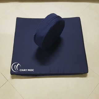 Bồ đoàn trụ tròn và toạ cụ gập ngồi thiền vải kaki