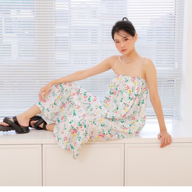 Đầm dài Originality trắng hoa - Tropical Dress