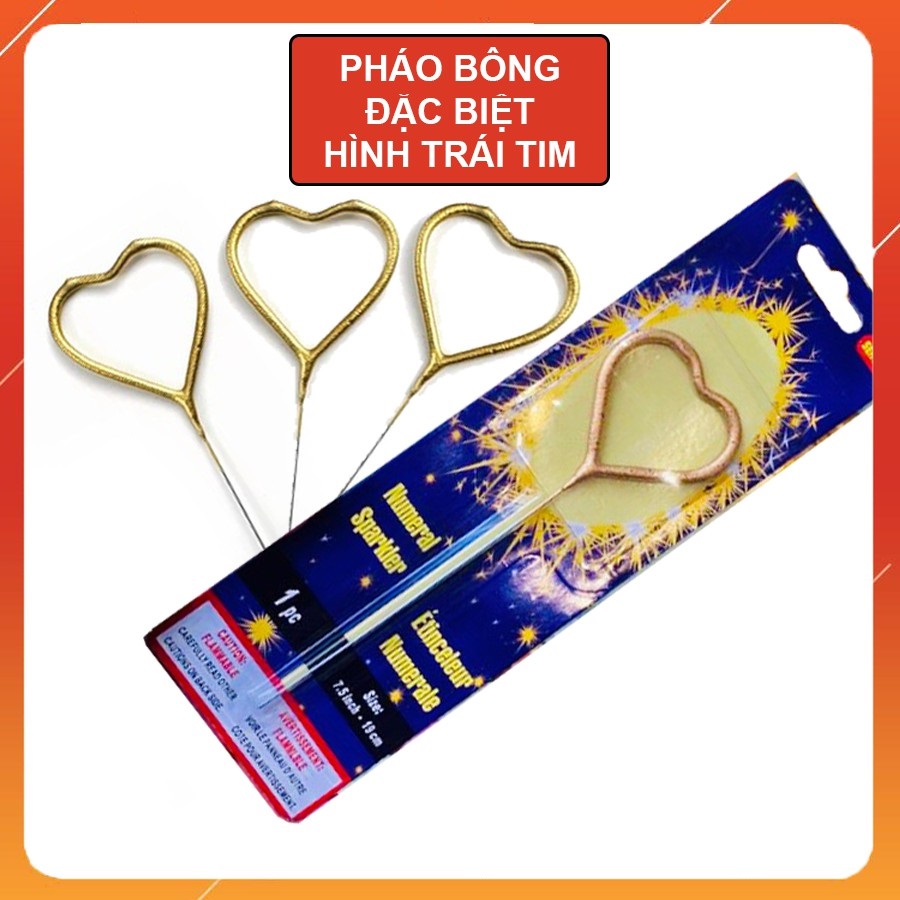Nến Pháo bông hình trái tim trang trí bánh kem sinh nhật