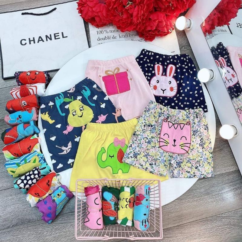 Quần đùi Thêu Mông Thú Chuẩn đẹp bé trai, bé gái 6-17kg
