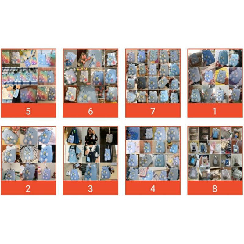 Thẻ tag vali da PU chống thất lạc hành lý du lịch Bentoy Milkjoy gấu Jelly Bean Gummy Bear xanh pastel