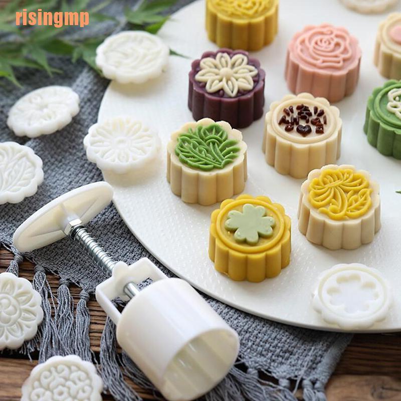 1 Bộ Khuôn Nén Làm Bánh Trung Thu Hình Bông Hoa DIY