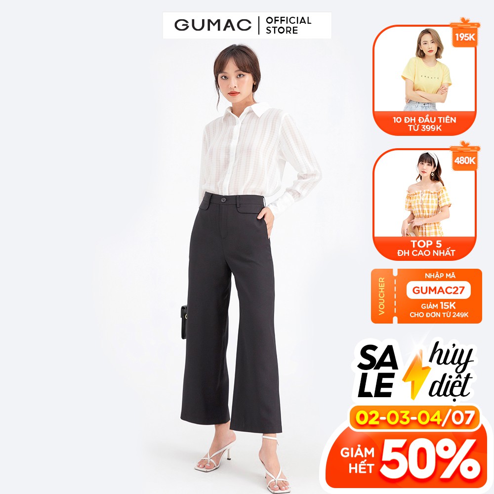 [Mã WABRGU72 giảm 10% tối đa 50k đơn 250k] Quần ống suông xẻ lai GUMAC QB617 | BigBuy360 - bigbuy360.vn