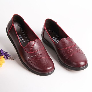 ⊙✗₪Giày mẹ xuân thu, đơn, nữ trung niên và cao tuổi, da mềm đế chống trơn trượt, thoáng khí, cho người già