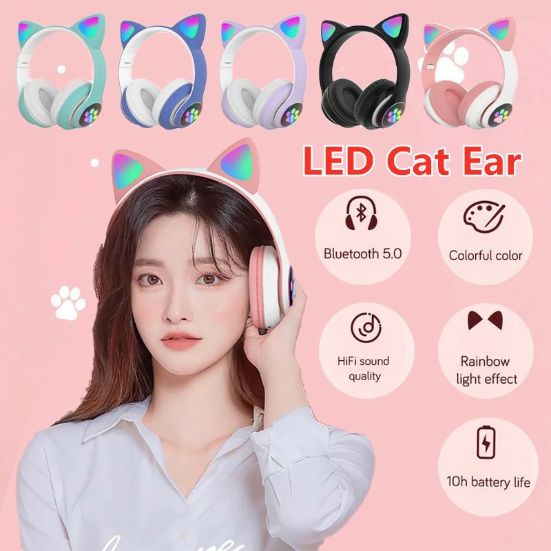 Tai Nghe Mèo Kết Nối Bluetooth Chụp Tai HP000028 Headphone Tai Mèo Dễ Thương Có Mic Âm Bass Mạnh Mẽ Bảo Hành Điện Tử | BigBuy360 - bigbuy360.vn