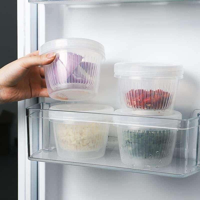 Hộp nhựa bảo quản thực phẩm 2 lớp tách nước tăng thời gian bảo quản trong tủ lạnh KM 20105