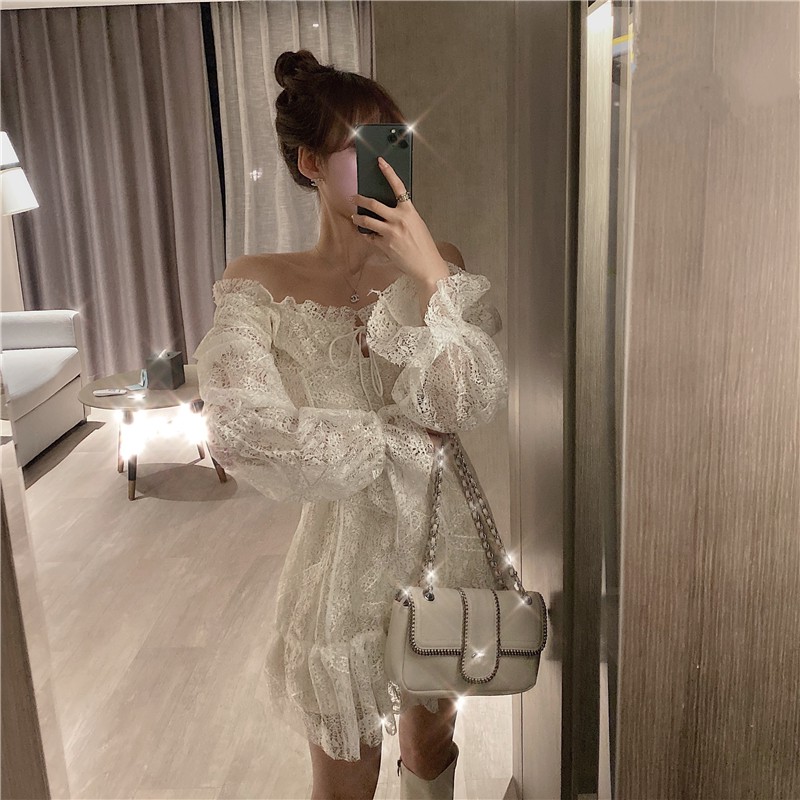 sẵn Đầm ngắn voan hoa Trắng tiểu thư mặc được hai kiểu như hình hàng thiết kế ẢNH THẬT CUỐ J0250 | BigBuy360 - bigbuy360.vn