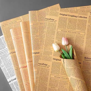 Hình ảnh [mua 3 tờ trở lên ] Giấy báo in chữ gói hoa bọc quà,l giáng sinh giấy kraft vintage Decor, phông nền chụp ảnh sản phẩm