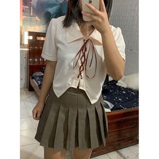 [Bigsize 80kg] Áo sơ mi nữ xẻ tà thắt dây 100% ảnh thật