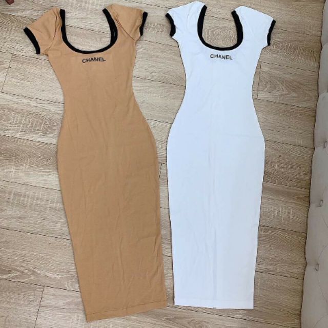 Đầm body cổ u tay ngắn ( hình thật)