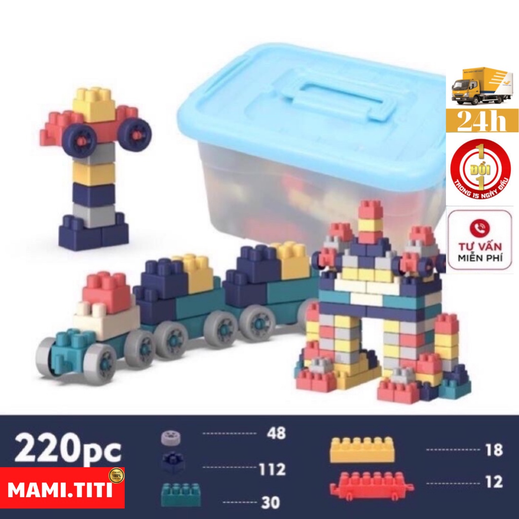 Đồ chơi lego, bộ lego 220 chi tiết giúp bé phát triển tư duy não bộ
