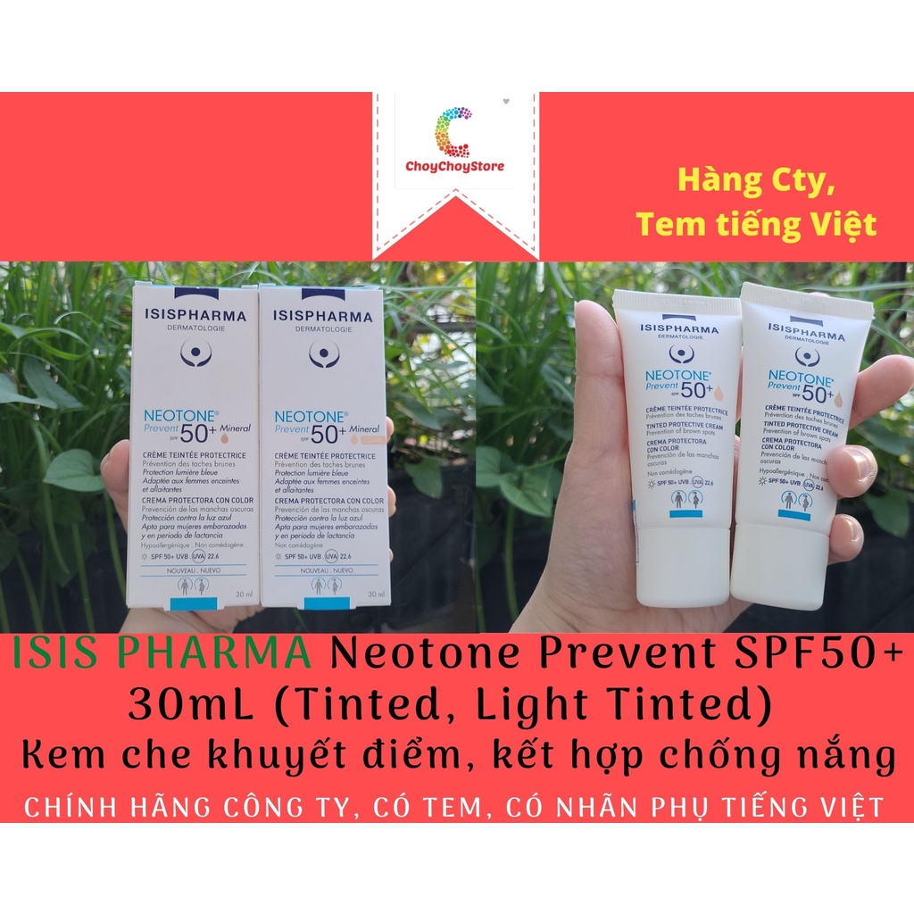 [TEM CTY] ISIS PHARMA Neotone Prevent SPF50+ 30mL - Kem che khuyết điểm, kết hợp chống nắng