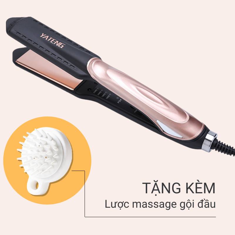 Máy duỗi tóc chỉnh 4 mức nhiệt kéo mượt tóc nóng nhanh nhiệt ổn định kèm lược gội đầu YATENG YT525