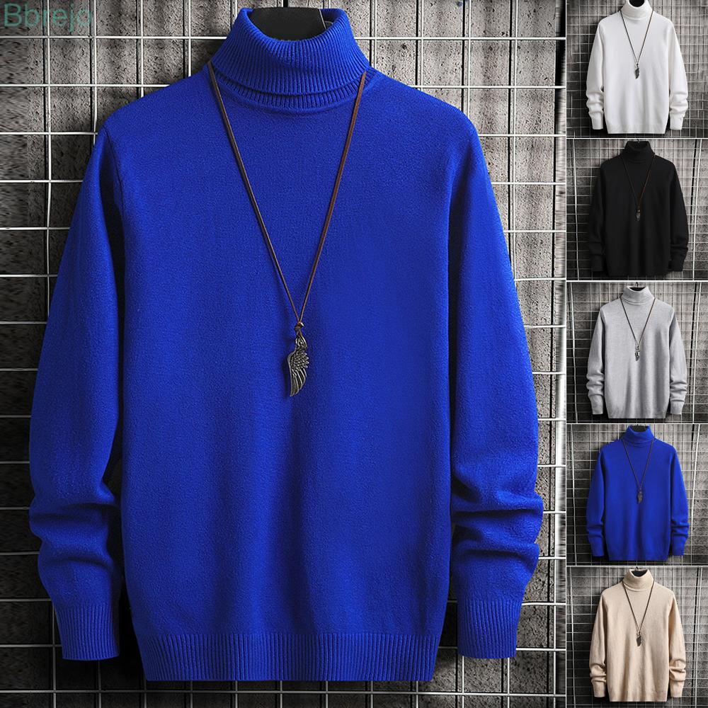 Sweater Long Sleeve Mens Winter Blouse Knitted Turtleneck Pullover Sweater Jumper Knitwear Casual Cable Knitted