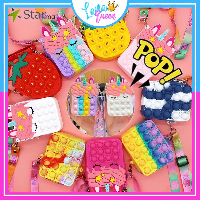 Pop it Bag Túi xách kiểu đồ chơi nhấn bóp bong bóng giảm căng thẳng dành cho bé mầm non - LANA QUEEN