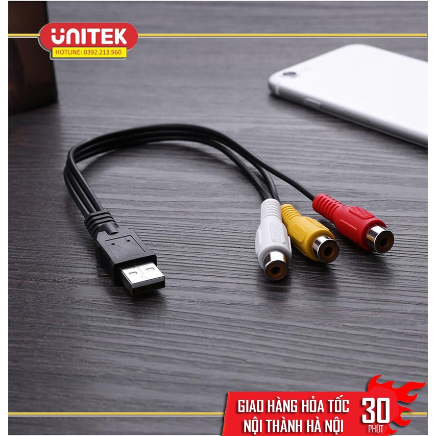Cáp Chuyển Đổi USB Sang 3 RCA Dùng Cho TV HDTV Dài 0,3m