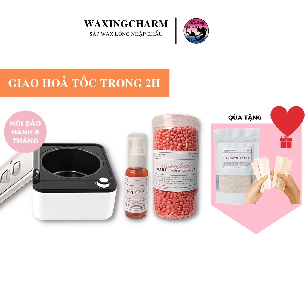 Combo Máy Nấu Sáp Chống Dính 500gr Sáp Wax Lông Dành Cho Nách, Body, Bikini và 50ml Mỡ Trăn Giúp Tẩy Lông Triệt Lông