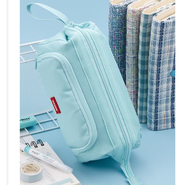 Túi Đựng Bút Bằng Vải Canvas Hai Lớp Sức Chứa Lớn Đa Năng Đơn Giản Ốp