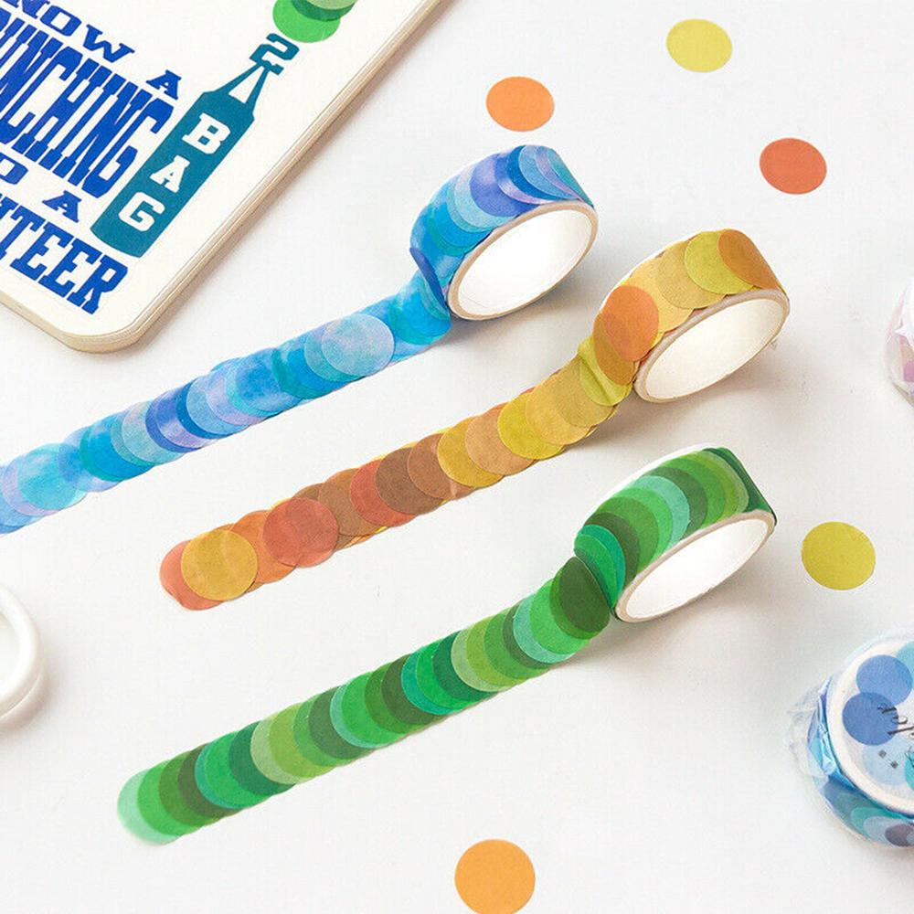 Set 100 Cuộn Băng Dính Washi Hình Tròn Nhiều Màu Trang Trí Sổ Tay Nhật Bản DIY