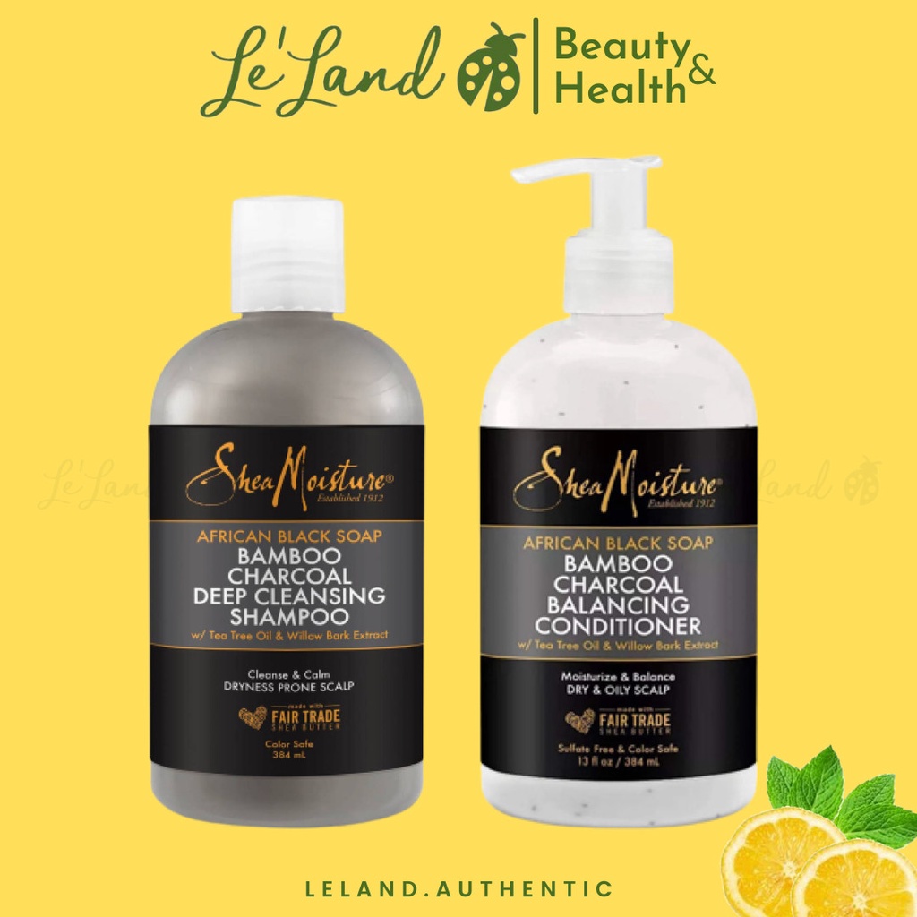 Bill US - Dầu gội đầu SheaMoisture Shea Moisture African Black Soap Bamboo Charcoal Deep Cleaning 384ml