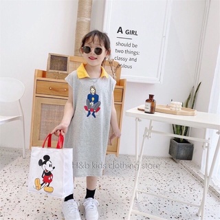 Váy suông cổ polo bé gái
