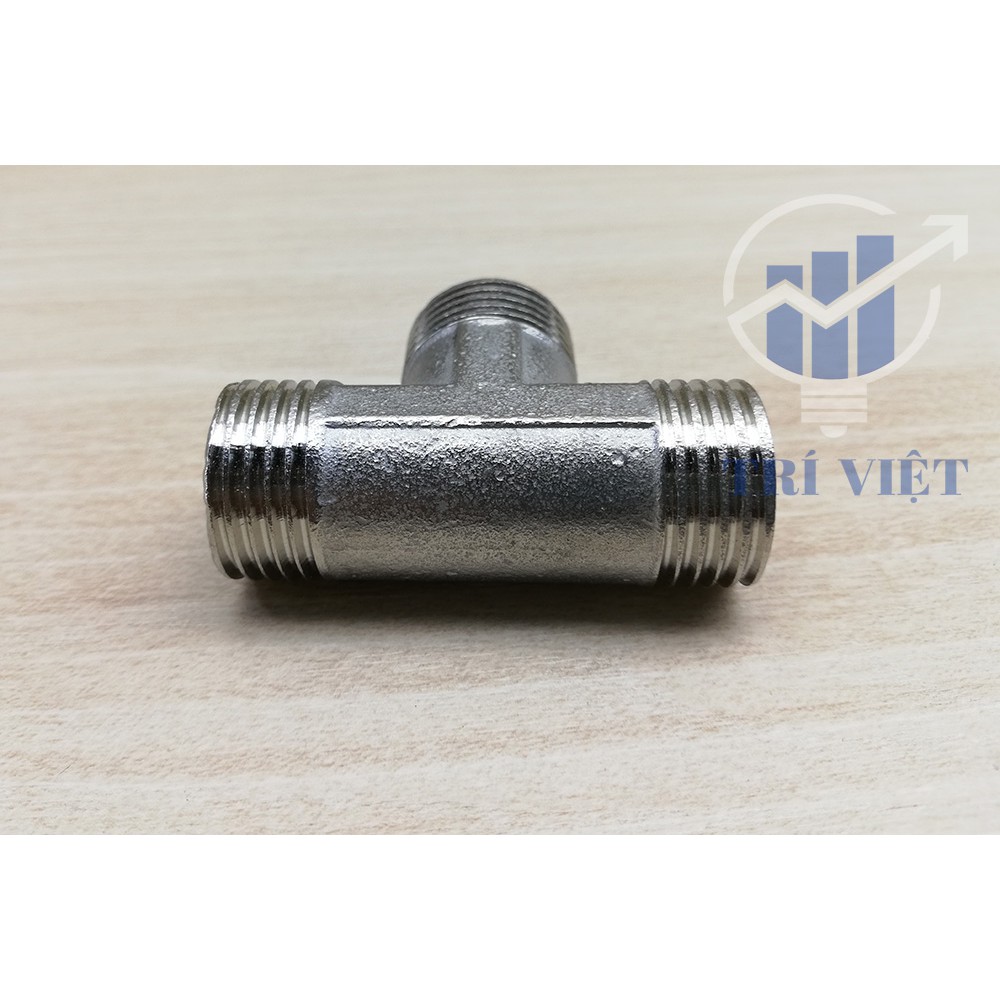 Tê cầu 3 Đầu Ren Ngoài 21 Inox