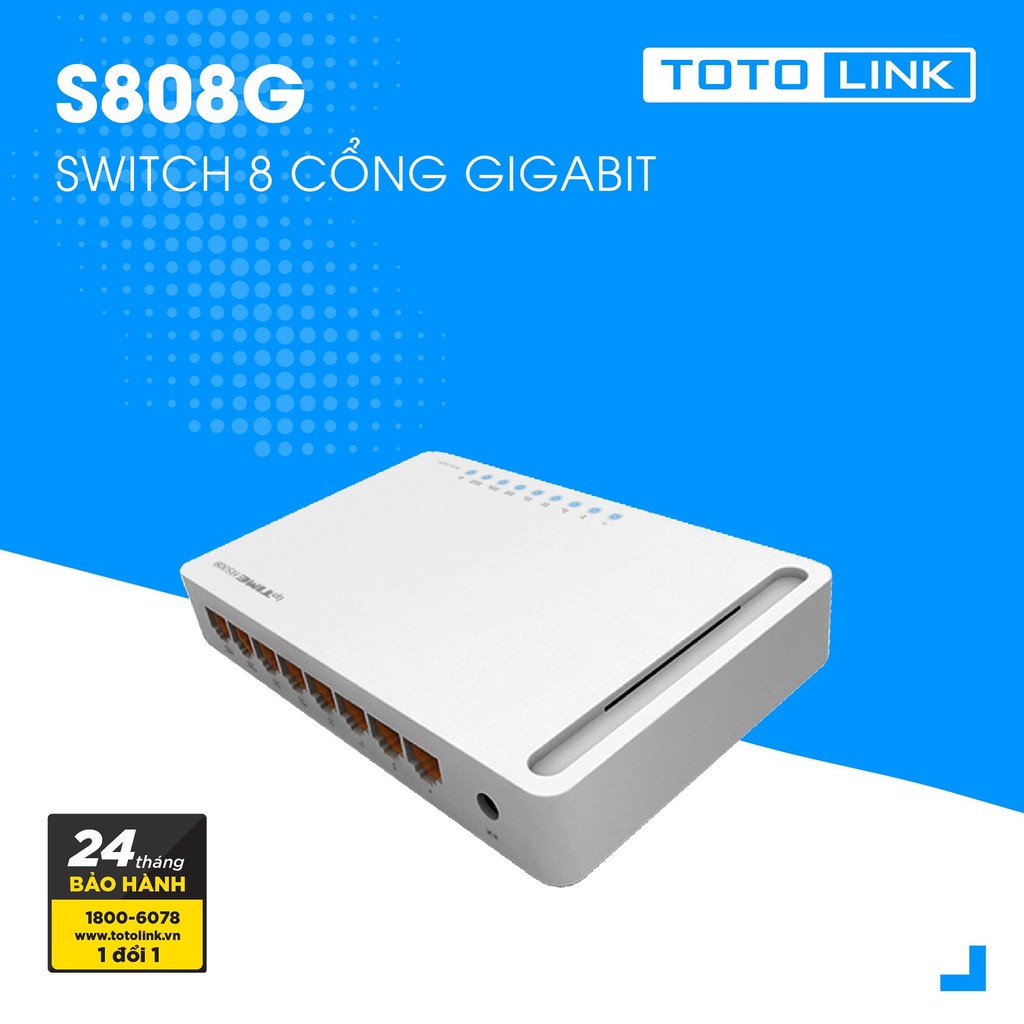 Bộ Chia Mạng 8 cổng Totolink S808G Gigabit - Hàng Chính Hãng