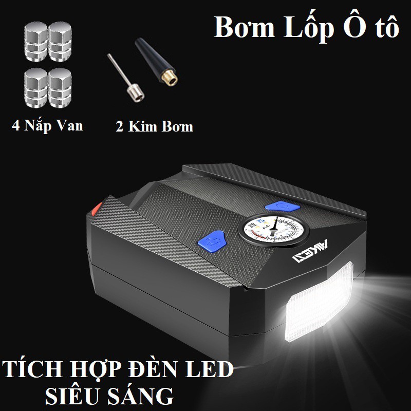 XẢ KHO - Bơm Lốp Ô Tô Xe Hơi Đồng Hồ Kim KÈM Đèn LED SIÊU SÁNG Thông Minh | Bảo Hành 1 Năm | 1 Đổi 1 30 Ngày !