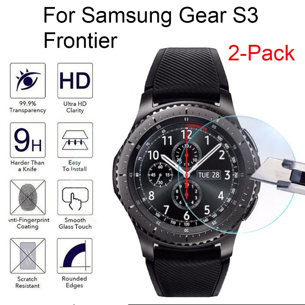 Set 2 Kính Cường Lực Cao Cấp Bảo Vệ Màn Hình Cho Đồng Hồ Samsung Gear S3 Frontier